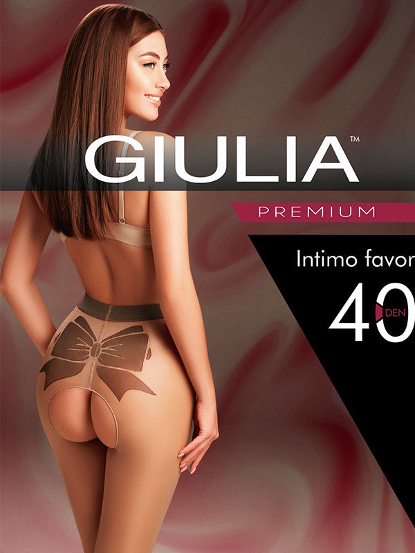 Giulia pėdkelnės atviru tarpkoju "Intimo Favor N.1 40 Den Daino - Black"