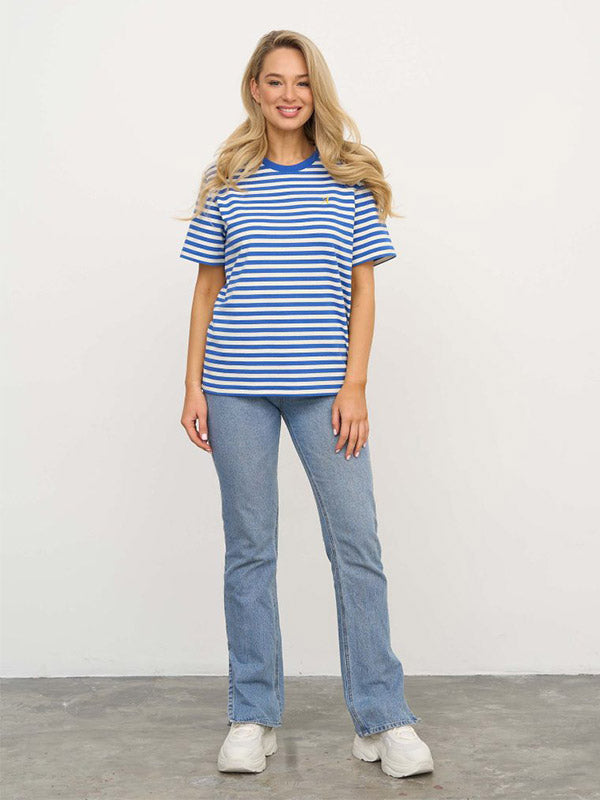 Atella marškinėliai su medvilne "Linda Blue - White Stripes"