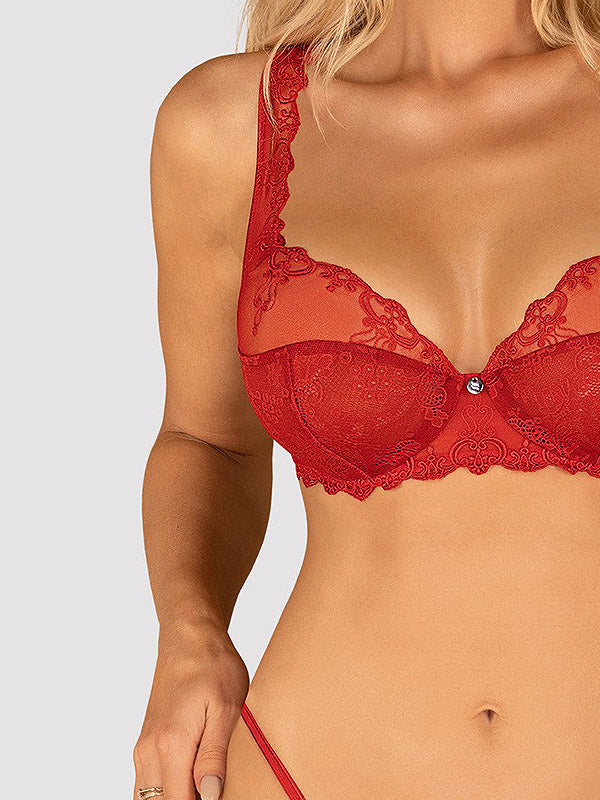 Obsessive 2 dalių nėriniuotas apatinių komplektas "Lonesia Red"