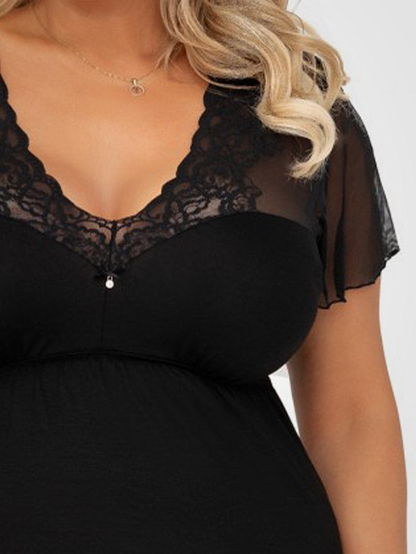 Donna viskoziniai naktiniai su tiuliu "Ivana Plus Black"