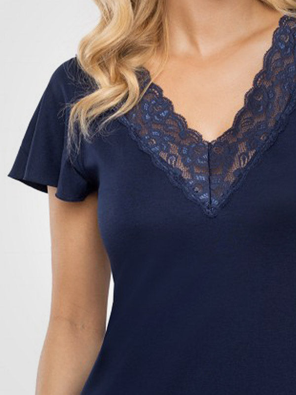 Donna viskoziniai naktiniai trumpomis rankovėmis "T!ssi 201 Dark Blue"