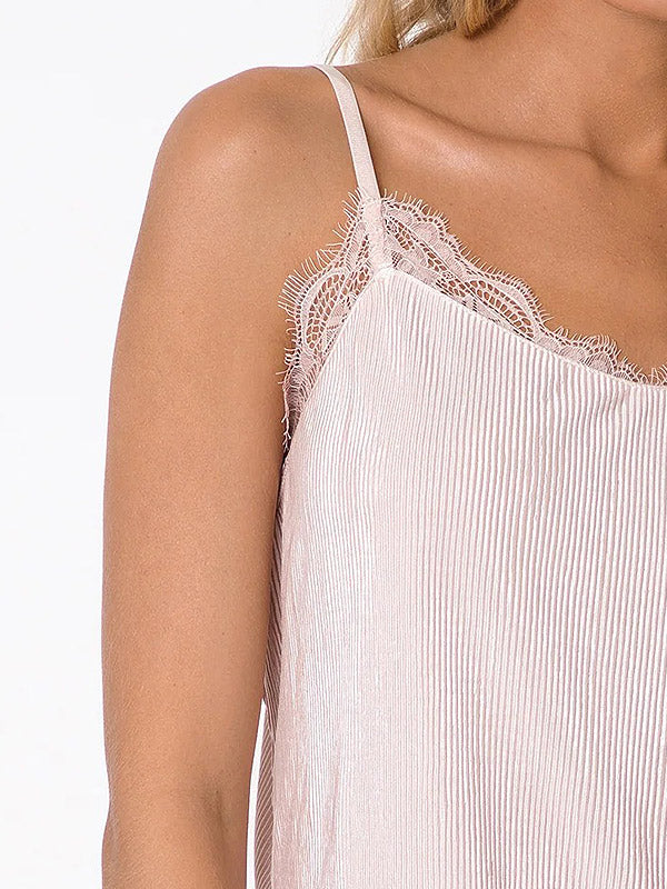 Aruelle tekstūrinė trumpa pižama su nėriniais "Audrey Short Light Pink"