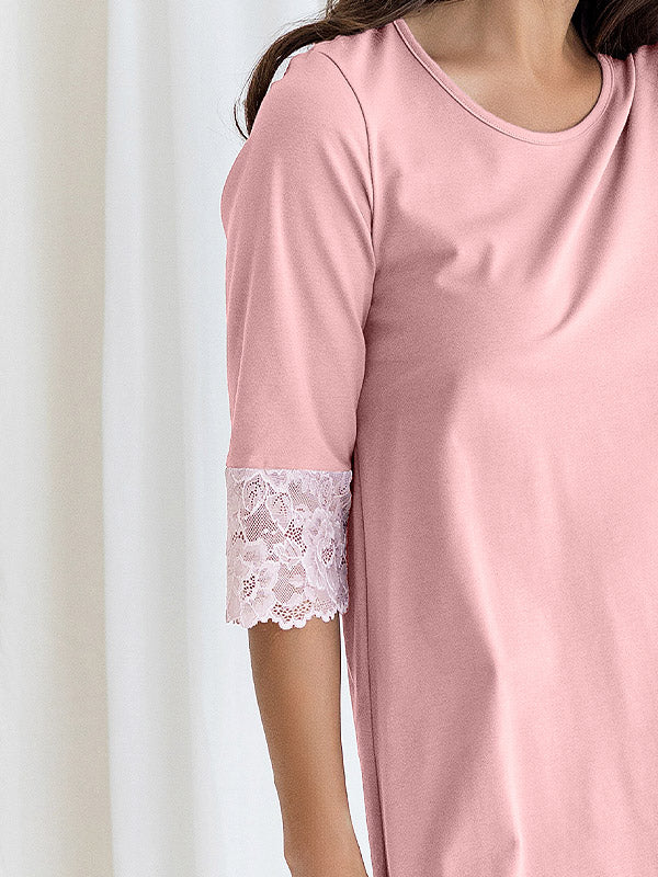 Lega medvilniniai naktiniai "Gordana Pink - White"