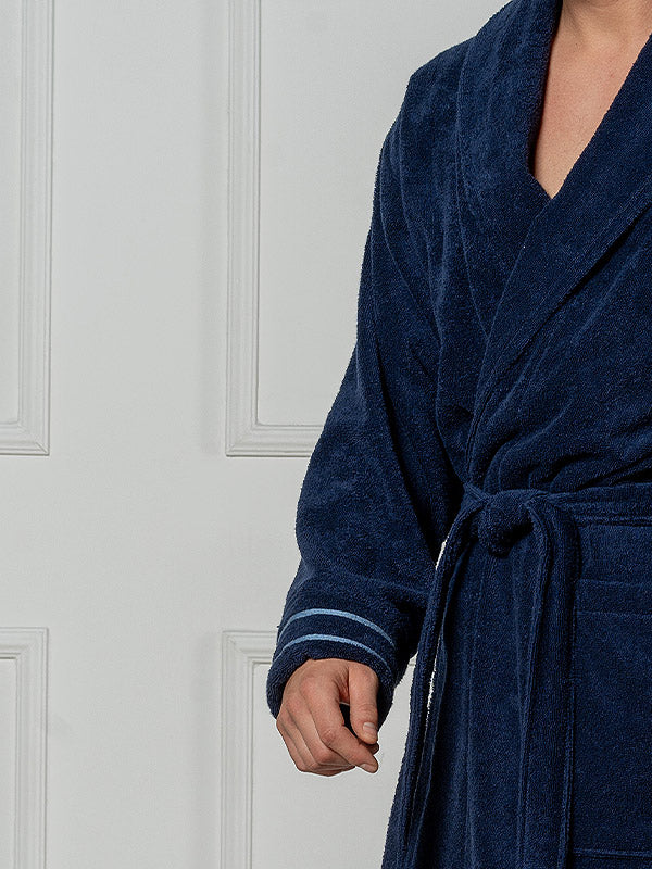 Belmanetti unisex medvilninis chalatas "Terry Dark Blue"