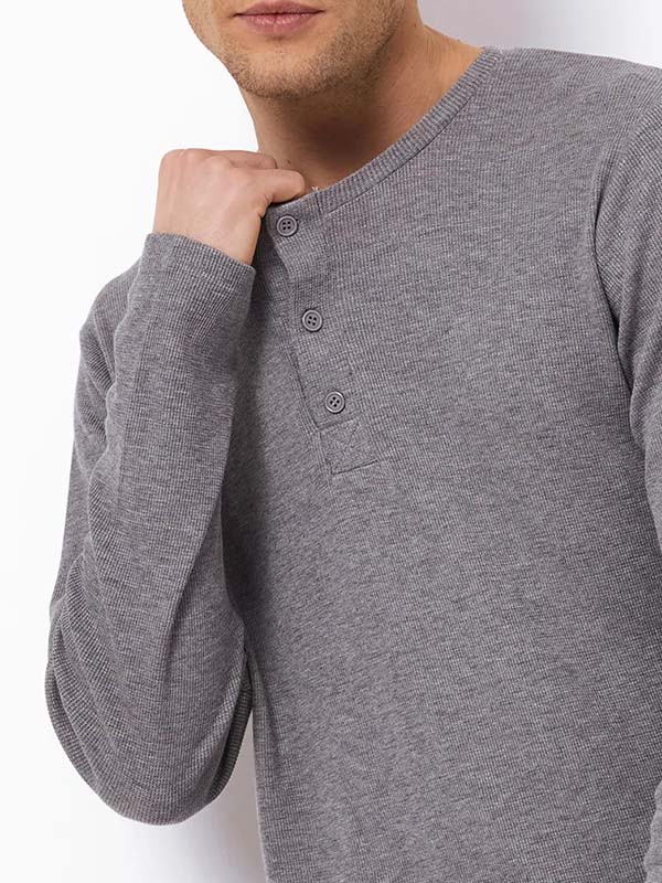 Aruelle natūralaus pluošto vyriška pižama "Stefan Long Grey - White"