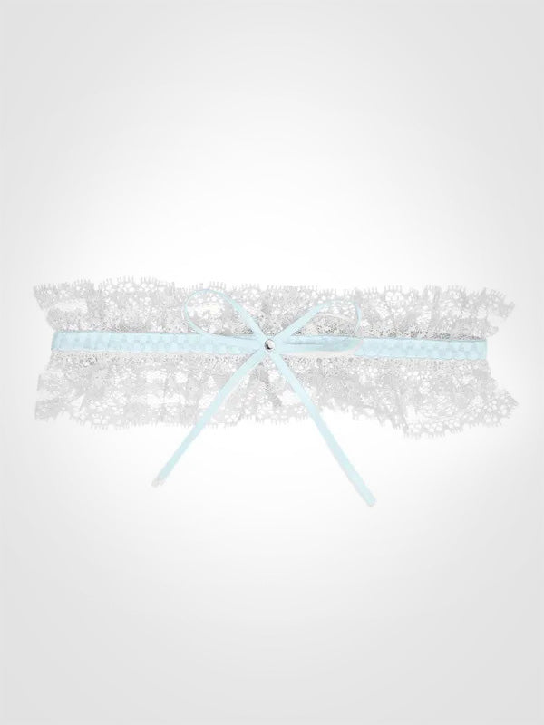 Esotiq nėriniuotas keliaraištis "Valea White - Light Blue"