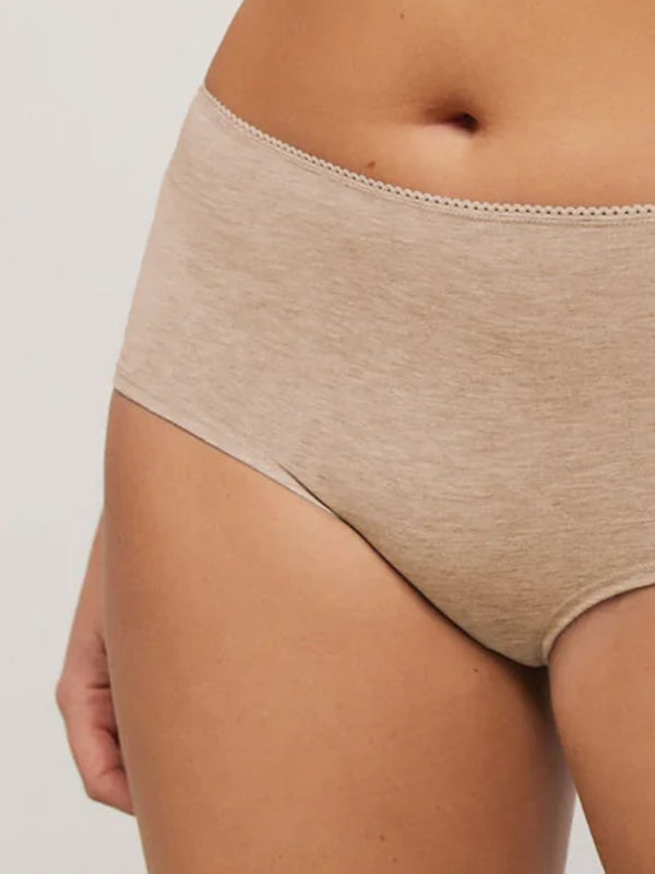 Ysabel Mora aukšto juosmens medvilninės kelnaitės "Constantia Beige Melange"