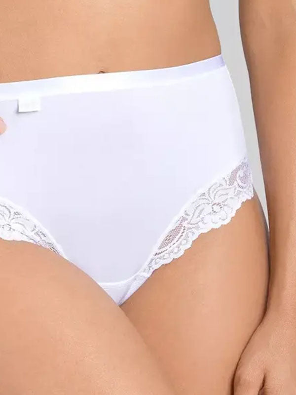 Sloggi aukšto juosmens kelnaitės su nėriniais "Romance White"