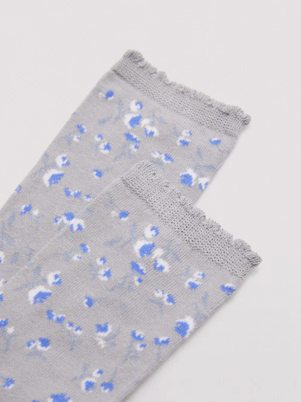 Ysabel Mora 2 medvilninių kojinių komplektas "Nora Blue - Grey Melange"