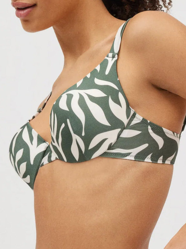Ysabel Mora bikini maudymosi kostiumėlis formuotais kaušeliais "Cory Moss - Beige Floral Print"