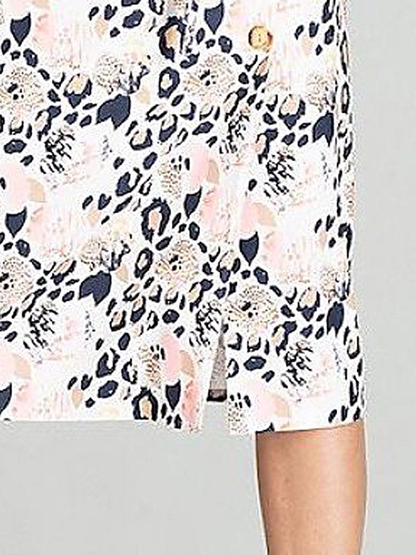 Figl midi sijonas dekoruotas sagutėmis "Agna Beige - Multicolor Leopard Print"