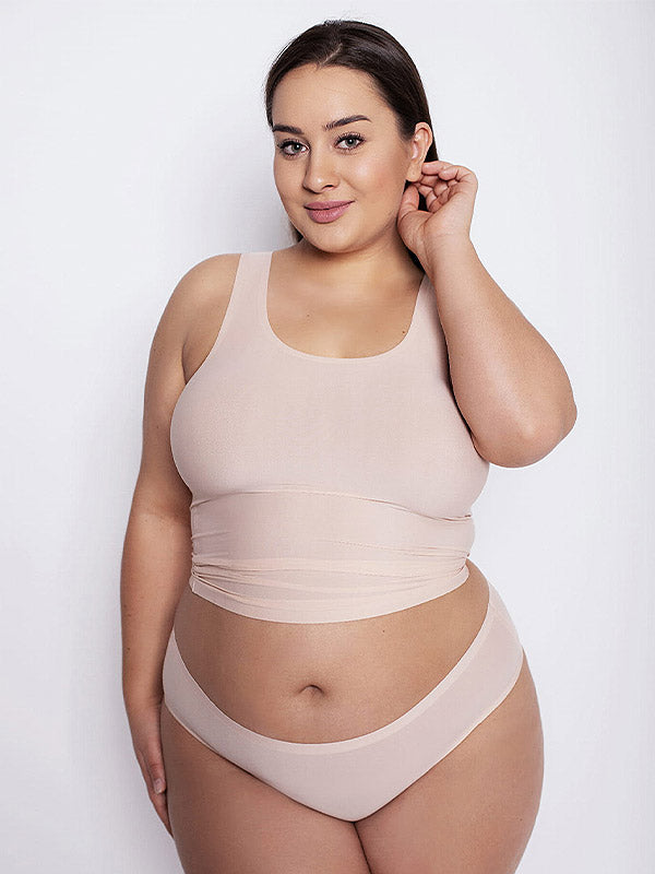 Julimex lazeriu kirptos labai tamprios aukšto juosmens kelnaitės "Flexi-One Plus Size Maxi Nude"