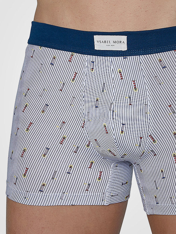 Ysabel Mora 2 vyriškų medvilninių apatinių šortukų komplektas "Jofry Navy - White - Red"