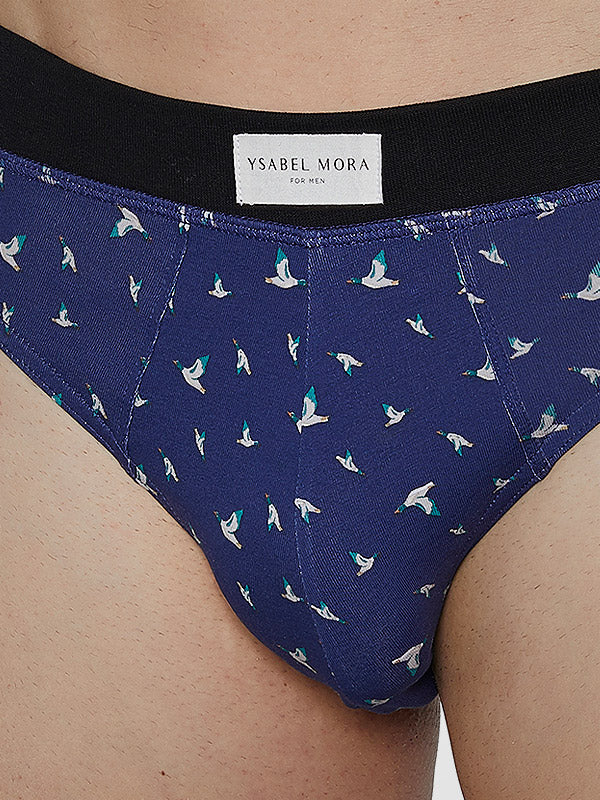 Ysabel Mora 2 vyriškų medvilninių kelnaičių komplektas "Gerard Navy - Light Blue - Black"