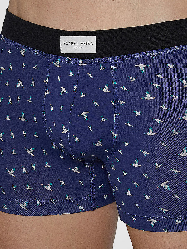 Ysabel Mora 2 vyriškų medvilninių apatinių šortukų komplektas "Gerard Navy - Light Blue - Black"