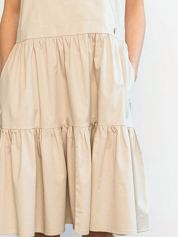 Atella medvilninė A silueto suknelė be rankovių "Henda Beige"