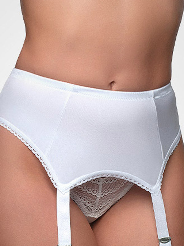 Nylon Dreams 4 dirželių klasikinis prisegamų kojinių diržas "All Plain White"