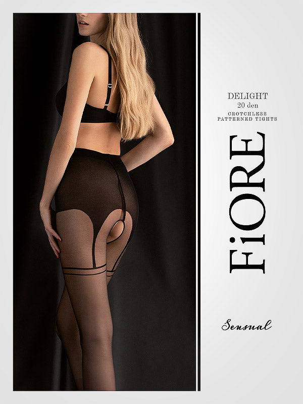 Fiore pėdkelnės atviru tarpkoju "Delight 20 Den Black"