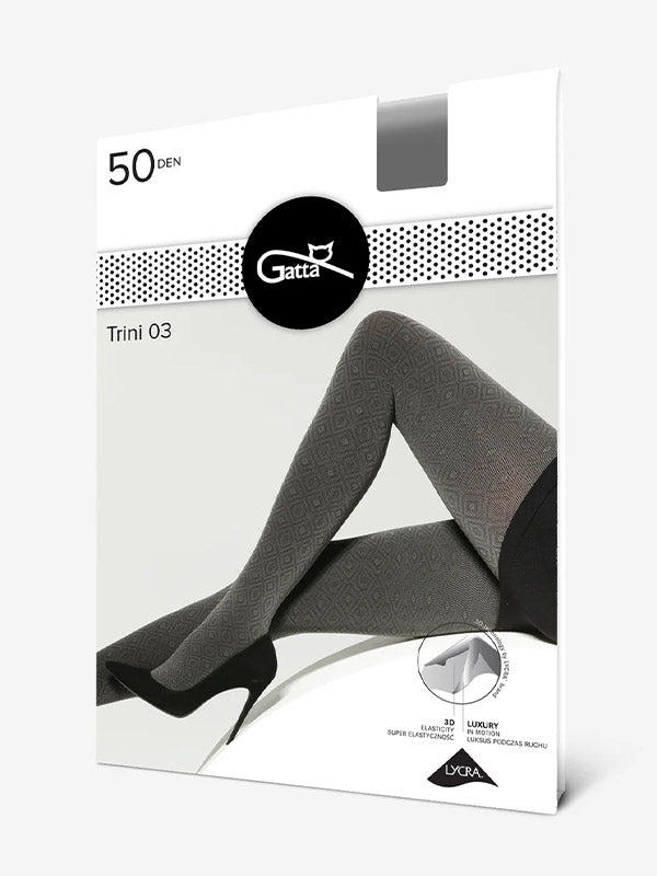 Gatta neperregimos raštuotos mikrofibros pėdkelnės "Trini 03 50 Den Graphite - Black"
