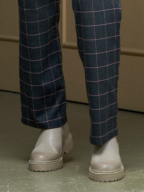 Lega tiesaus kirpimo kelnės "Lina Grey - Pink Tweed"
