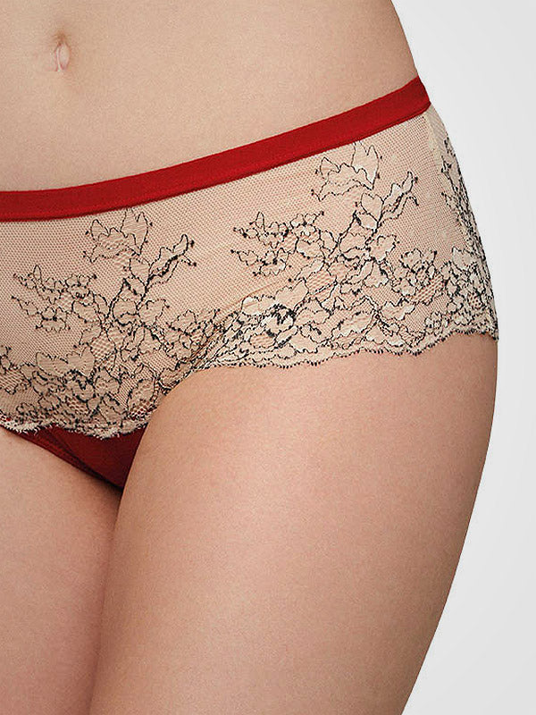 Ysabel Mora puošnios kelnaitės su nėriniais "Marilyn Midi Nude - Red"
