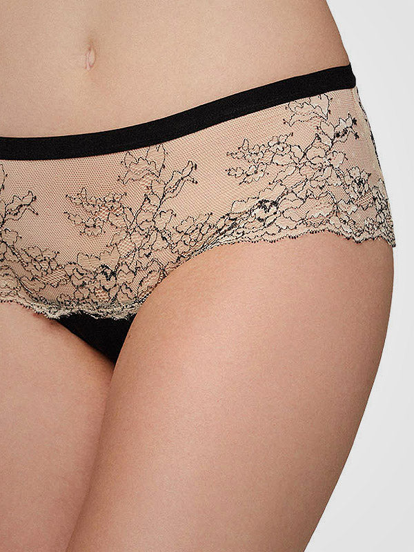 Ysabel Mora puošnios kelnaitės su nėriniais "Marilyn Midi Nude - Black"