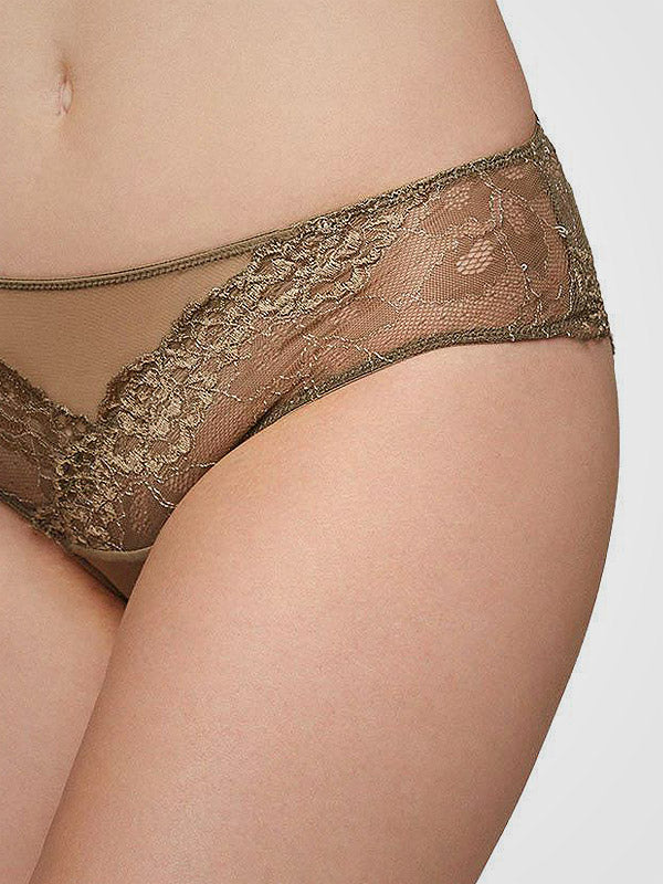 Ysabel Mora nėriniuotos kelnaitės "Cecilia Midi Khaki"