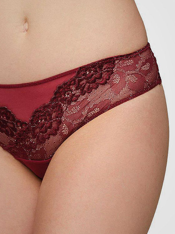 Ysabel Mora nėriniuotos kelnaitės "Cecilia Midi Bordeaux"