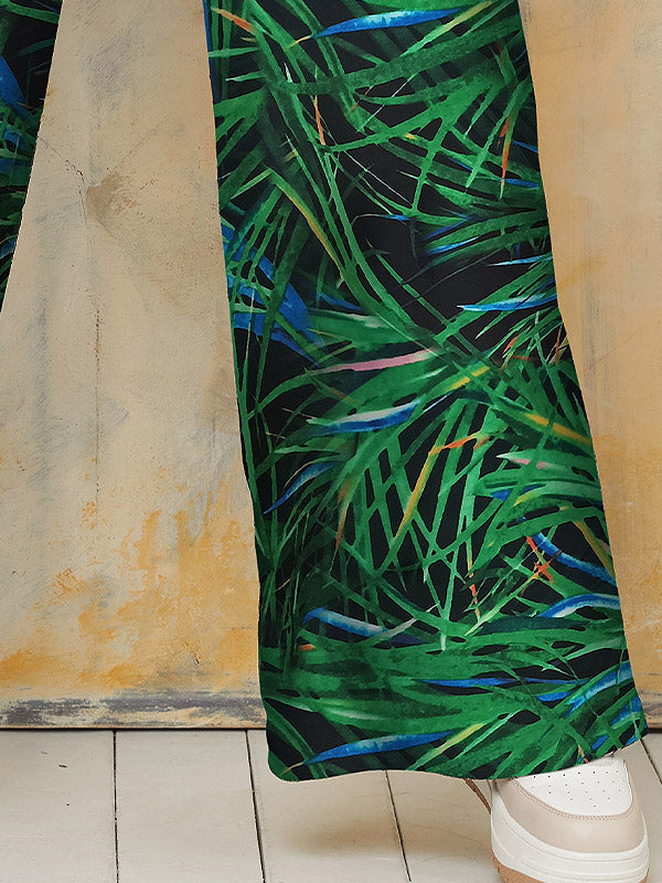 Lega plačios veliūrinės kelnės "Tessa Green - Black - Blue Floral Print Velour"