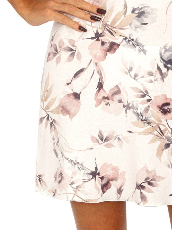 Donna naktiniai trumpomis rankovėmis "Belinda Ecru - Rose Flower Print"