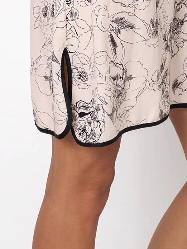 Aruelle viskoziniai naktiniai "Gretha Beige - Black Flower Print"