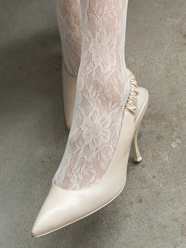 Veneziana tinklinės raštuotos pėdkelnės "Rosa Stile Ecru"
