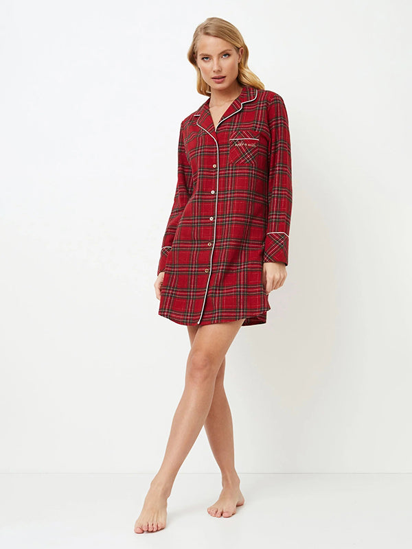 Aruelle medvilniniai naktiniai marškiniai "Holly Red"