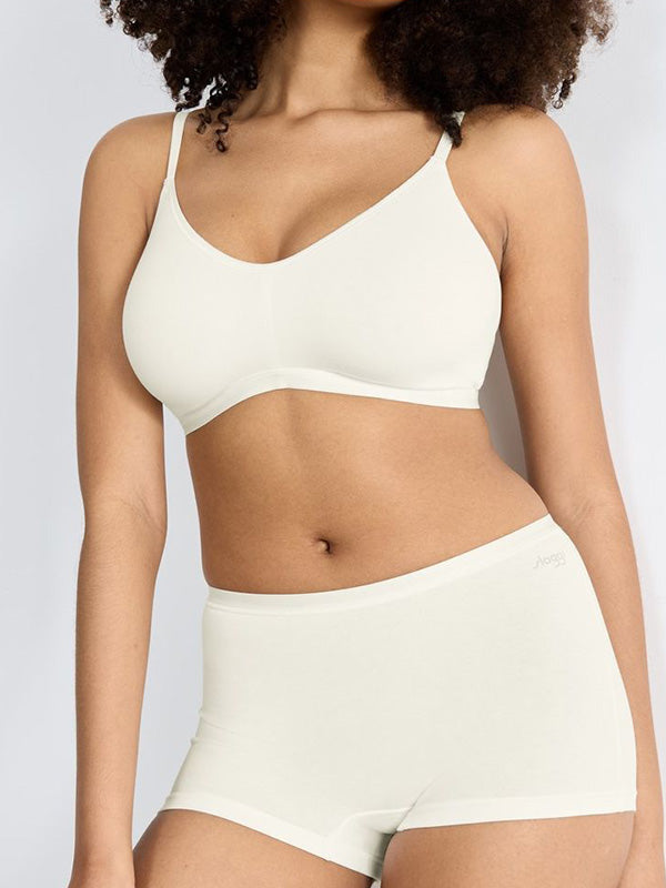 Sloggi 3 organinės medvilnės kelnaičių šortukų komplektas "Go Daily Silk White"