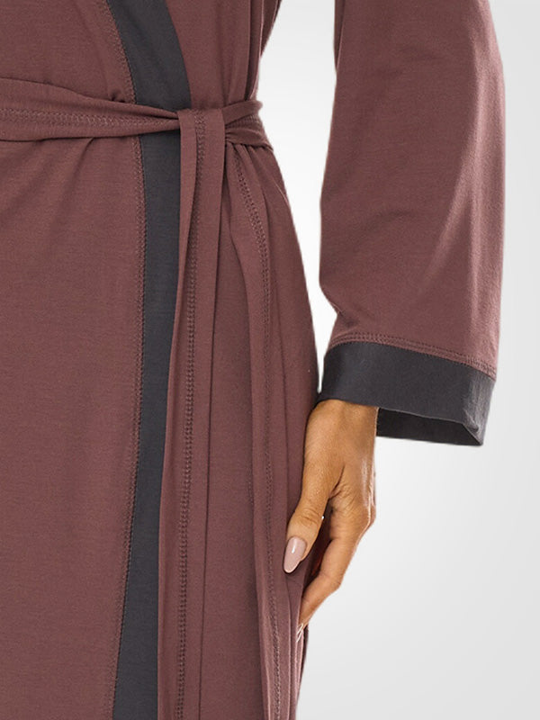 L&L ilgas viskozinis chalatas "Rajana Long Plum - Graphite"