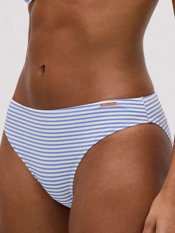 Ysabel Mora bandeau maudymosi kostiumėlis formuotais kaušeliais "Lorena White - Blue"