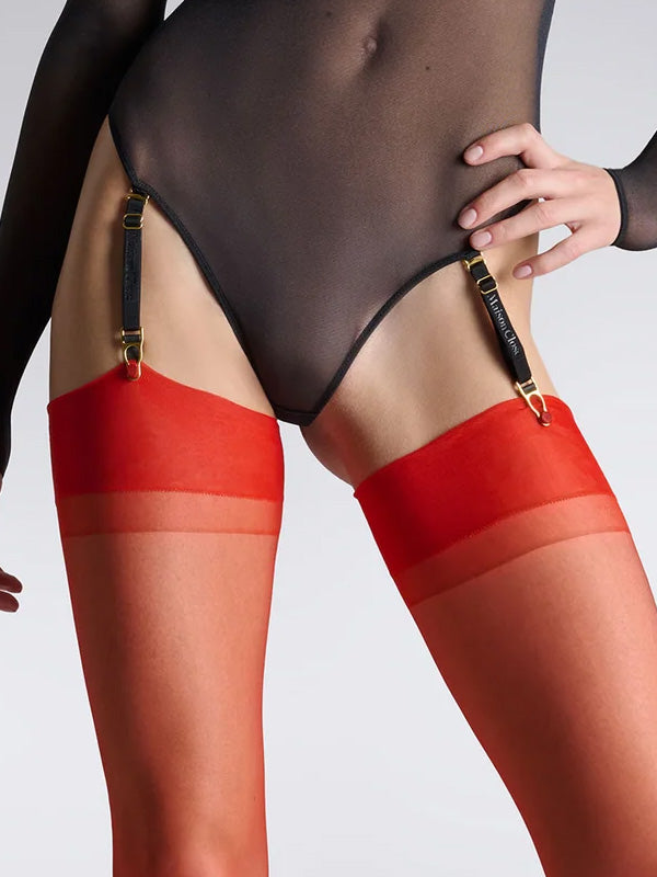 Maison Close prabangios prisegamos kojinės "Les Coquetteries 15 Den Red"