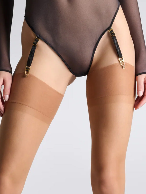 Maison Close prabangios prisegamos kojinės "Les Coquetteries 15 Den Caramel"