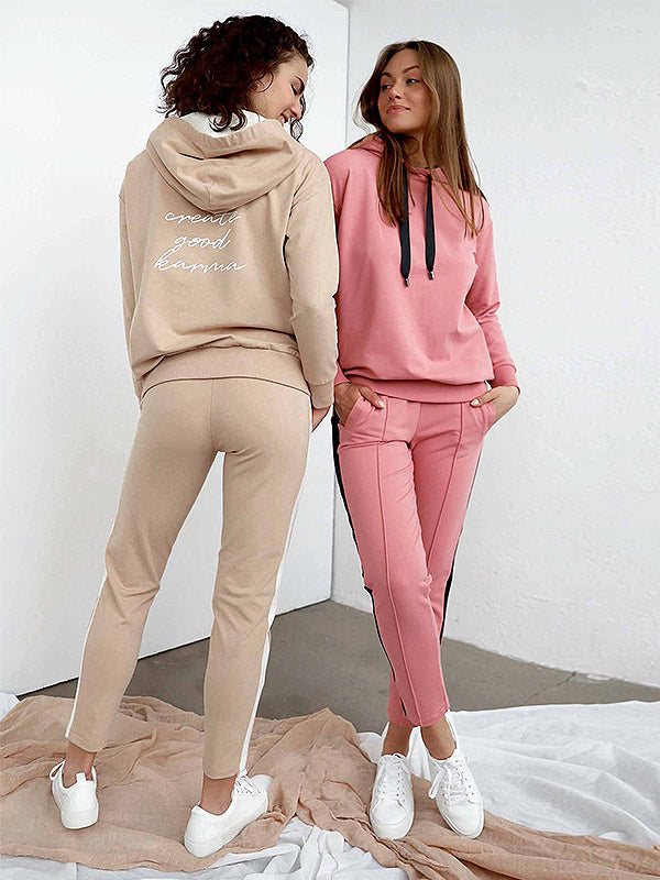 Atella organinės medvilnės laisvalaikio kelnės "Robin Pink - Black"