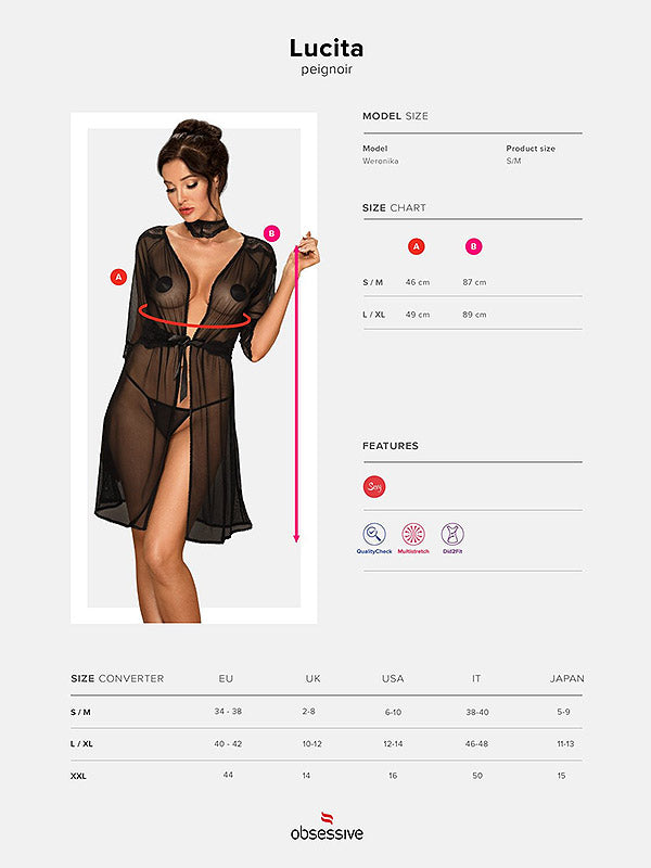 Obsessive perregimas chalatas su nėriniais "Lucita Black"