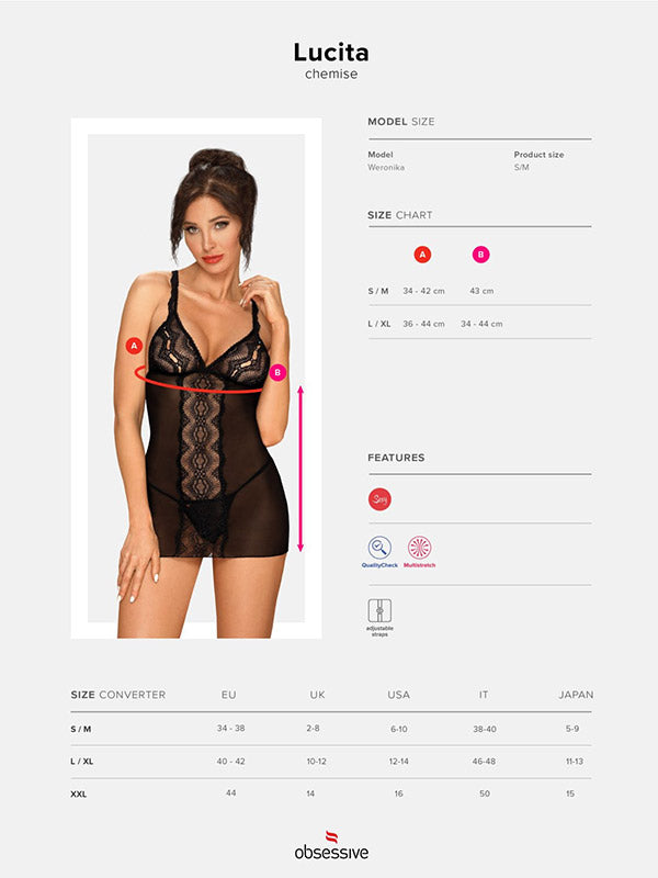 Obsessive perregimi naktiniai su nėriniais "Lucita Black"
