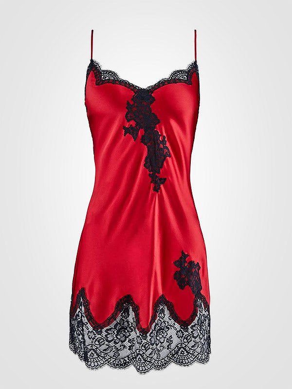 Aubade šilkiniai naktiniai su nėriniais "Toi Mon Amour Red - Black"