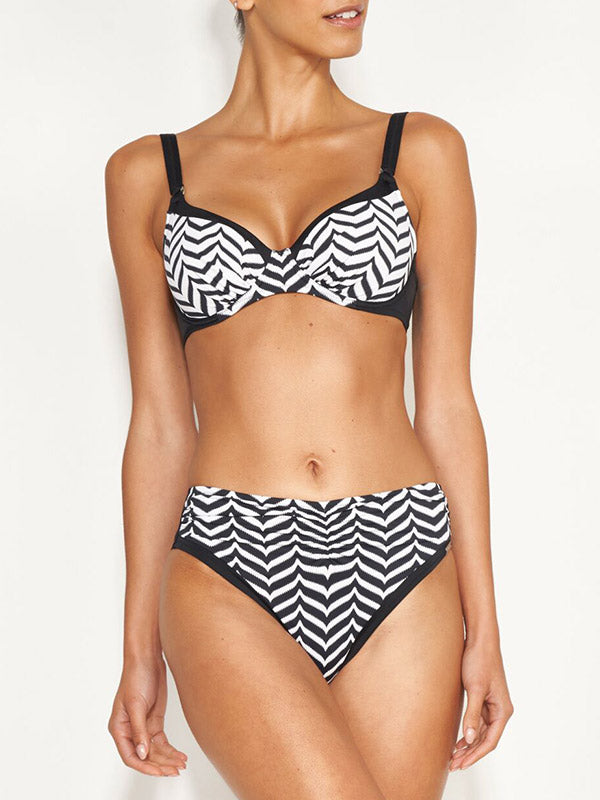 Charmline bikini maudymosi kostiumėlis su lankeliais "Shadow Play Black - White"