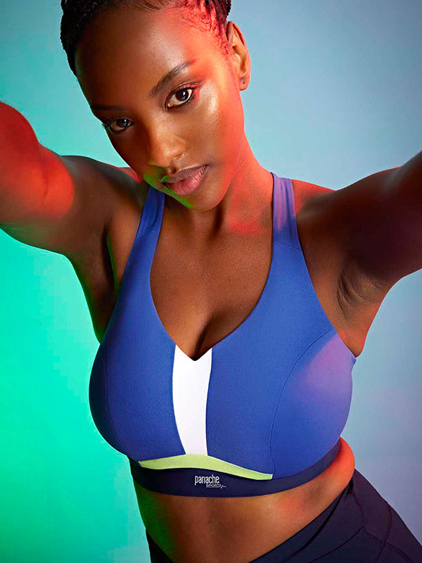 Panache minkšta sportinė liemenėlė su lankeliais "Sports Non Paded Blue - Navy - White"