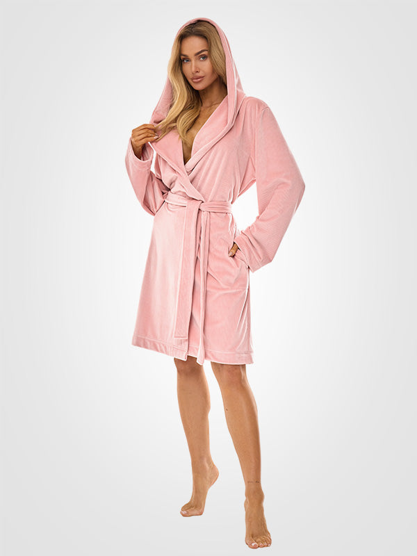 L&L raštuotas chalatas "Luna Pink Velour"