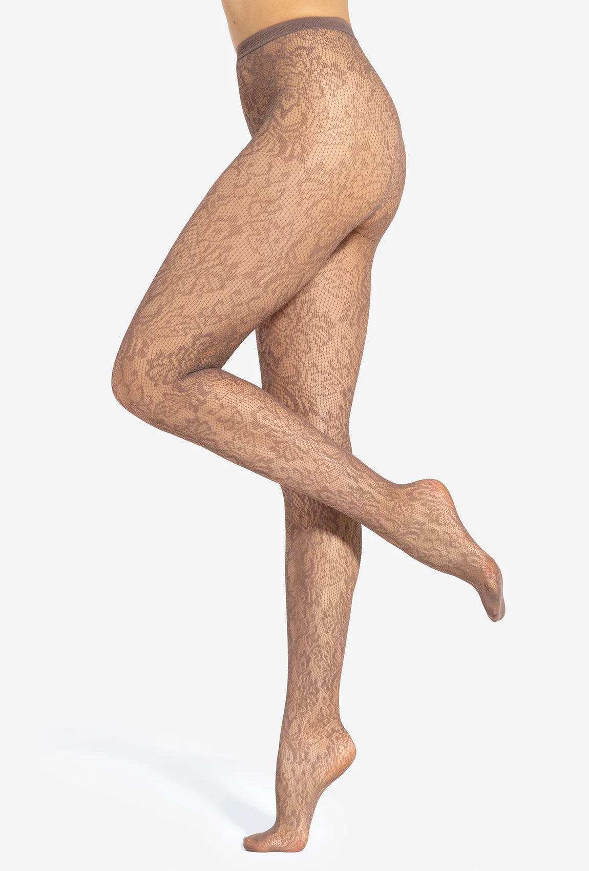 Gatta Patterned Fishnet Lace Tights Yasmine 09 Taupe